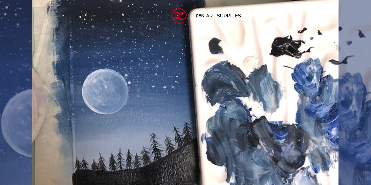 Moon Landscape With Gouache Zenartsupplies Inspiring The Artist In