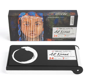 Travel Watercolor Set 7 Brushes and 24 Colors