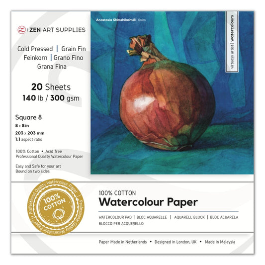 Watercolor Paper Pad 100% Cotton 8"x8"