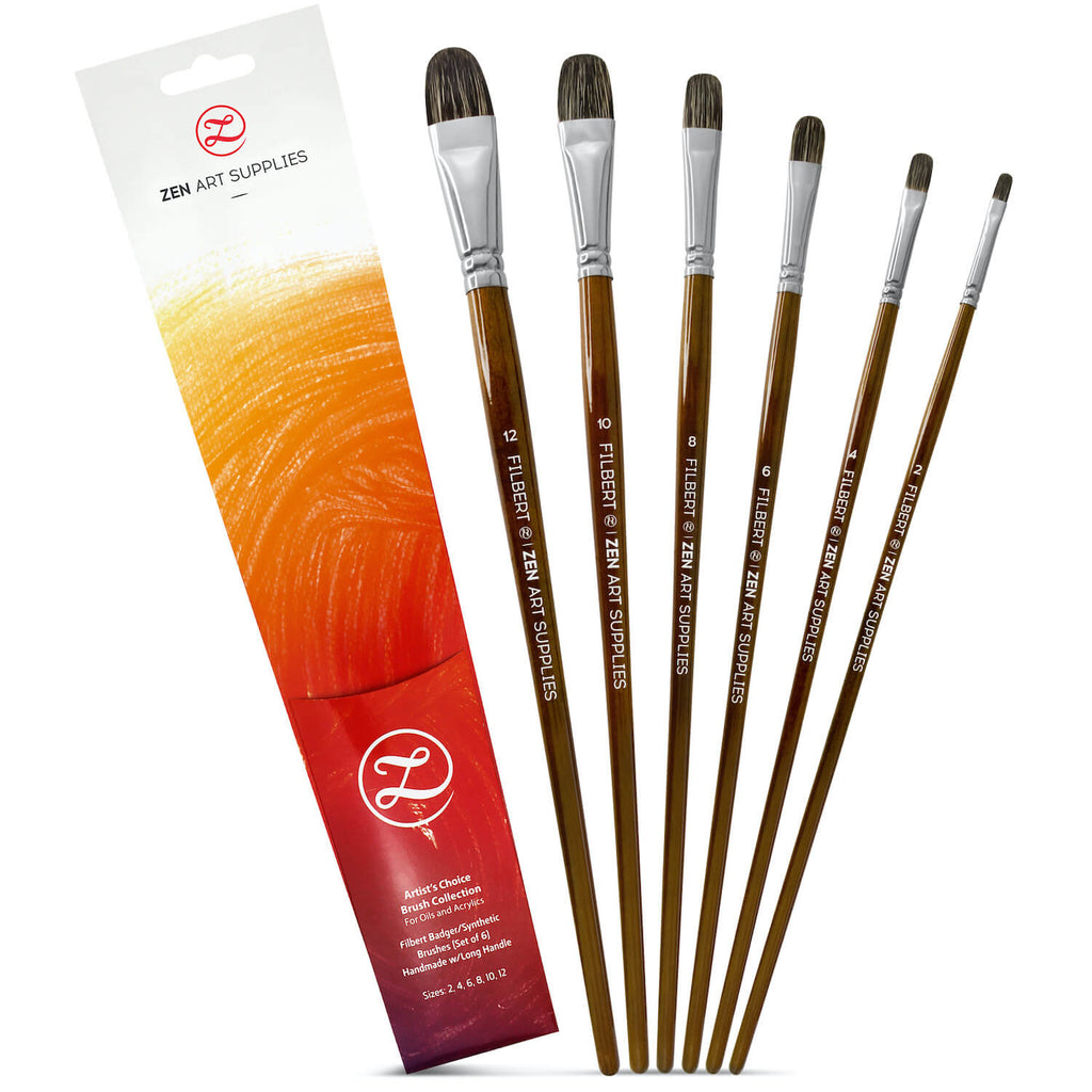 6-pc Filbert Brush Set for Acrylic & Oil