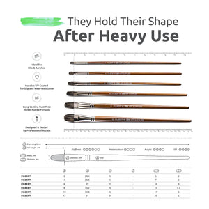 6-pc Filbert Brush Set for Acrylic & Oil