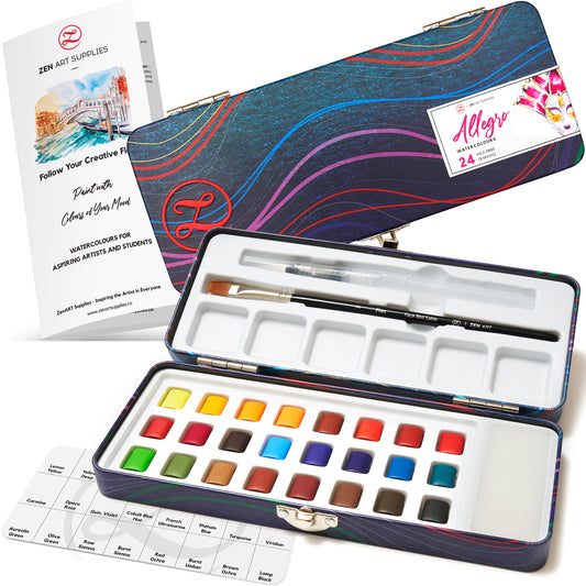 Travel Watercolor Paint Set 24 Warm Colors