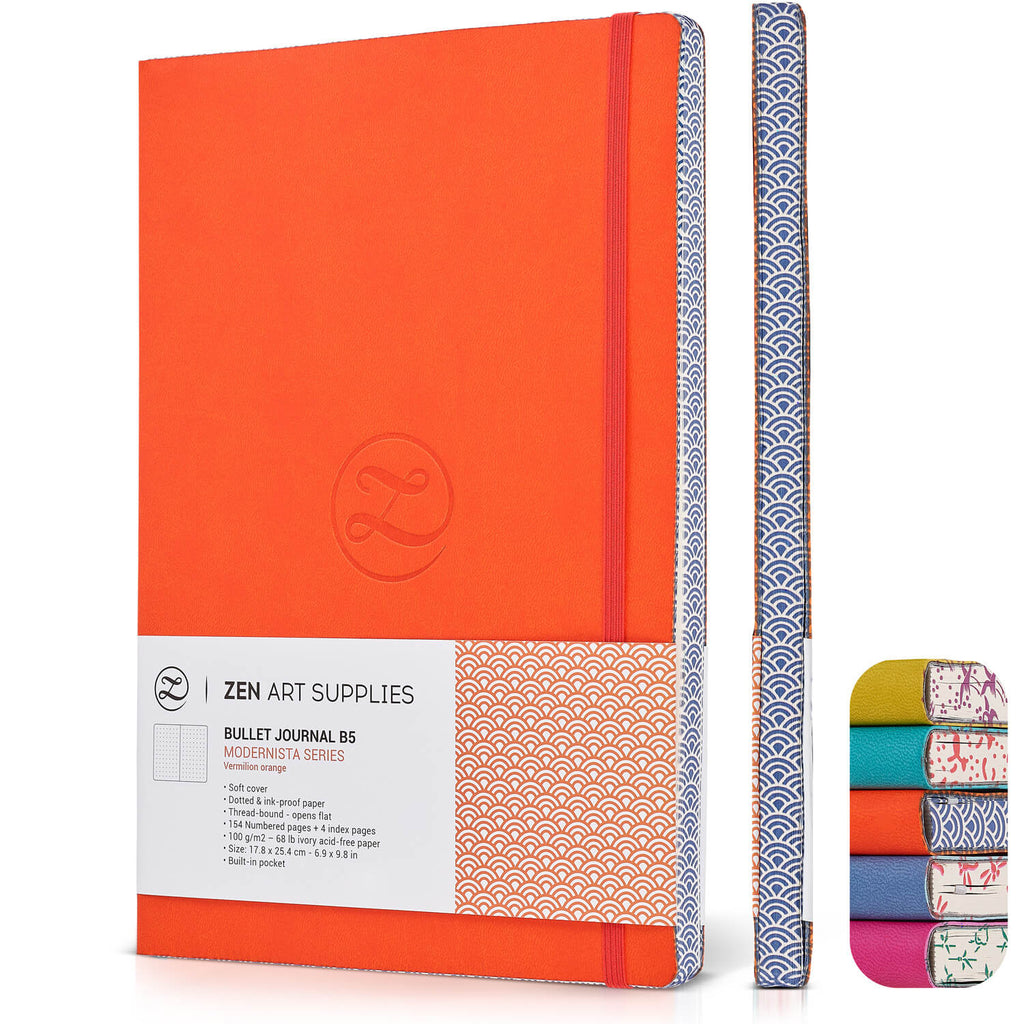 Vermillion Orange B5 (7x10") 120gsm Dot Journal